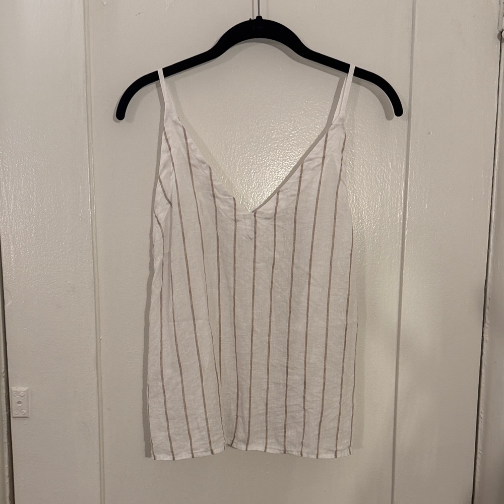 Haven White & Tan Striped Women's Top